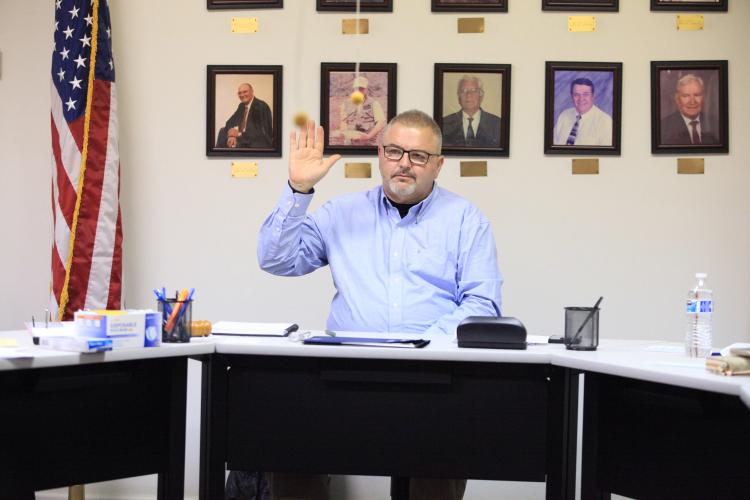 Alan Erwin is sworn in as the mayor of Crawford earlier this month. He took over Seavy O’Neal, who didn’t run for reelection last year. (Submitted Photo)