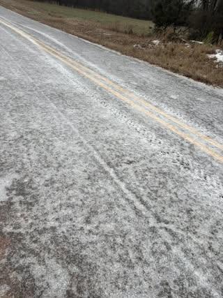 Ice covers South Point Peter Road in Sandy Cross earlier this week. Icy roads were the primary concerns caused by Winter Storm Fern in Oglethorpe County. (Submitted Photo)
