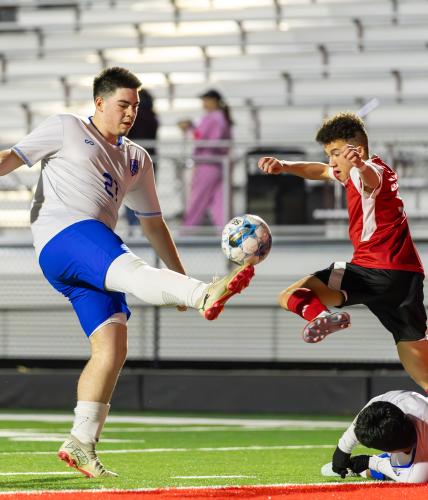 TY JOHNSTON/THE OGLETHORPE ECHO Oglethorpe County’s Aden Lattimer gains control of the ball against Madison County on Feb. 13. Lattimer is one of the team’s five seniors.
