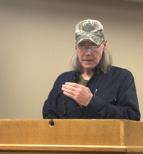 Alan Smith, who lives on Washington Road, voiced his issues with a rezone request, which helped persuade the commissioners to table it until next month. It was one of two rezone requests on the agenda, both of which were pushed back. (ANDY JOHNSTON/THE OGLETHORPE ECHO)