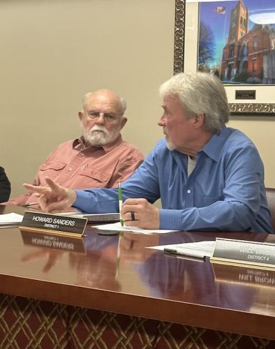 David Clark (District 3), Howard Sanders (District 1) and the other three commissioners will return to the BOC meeting room for the April 6 meeting. This month’s meeting was held at the courthouse. (File/The Oglethorpe Echo)