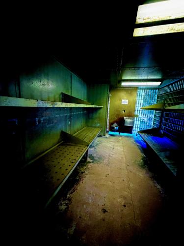 Students used their cameras to capture photos inside the cells of the old jail. They were encouraged by Gary Whiting to experiment with shadows and lighting. (Cindy Karp/ for the Oglethorpe Echo)