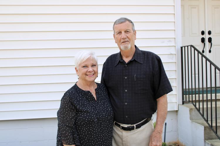 Judy and Gary Mathews, longtime members of Temple United Methodist, don’t look forward to Derrick Lemons retiring as the church pastor. “It’s like grace. God gives you something you don’t deserve,” Gary said. (SARAH OWENS/THE OGLETHORPE ECHO)