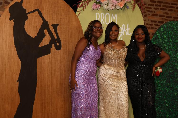 Jakorria Woods, Bree Kelley and Za’Nijha Carter pose for a photo during Oglethorpe County high school prom at Smithonia Farm in Colbert, Georgia on Saturday, April 18, 2026. (Photo/Addison Simmons)