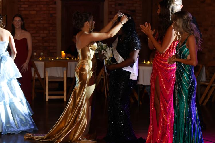 Za’Nijha Carter is crowned prom queen during Oglethorpe County high school prom at Smithonia Farm in Colbert, Georgia on Saturday, April 18, 2026. (Photo/Addison Simmons)