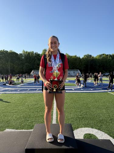 Elin Turner won the 100- and 300-meter hurdles as the OCHS girls track and field team captured its sixth straight region title at Banks County on Monday. Turner was the high-point winner for the meet. (Submitted Photo)