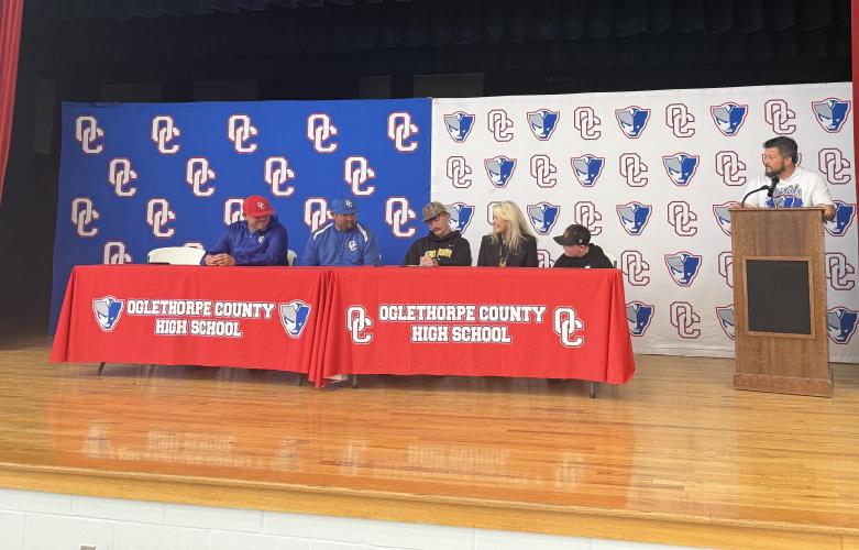 OCHS senior Tripp White signs his college offer to play baseball at Andrew College in the fall on Thursday April 9, 2026. White has been one of the team's best pitchers throughout the 2026 campaign. (Submitted Photo)