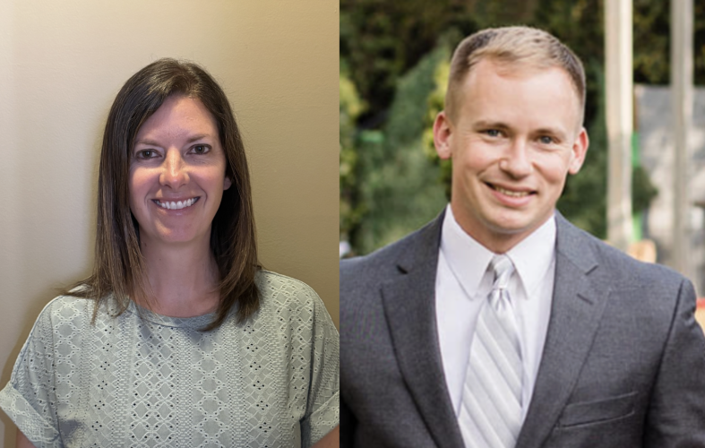 Jenny Wisham (left) and Thomas Carroll pose for their headshots. Wisham and Carroll are running for the District 5 BOE member. (Photos/Submitted)