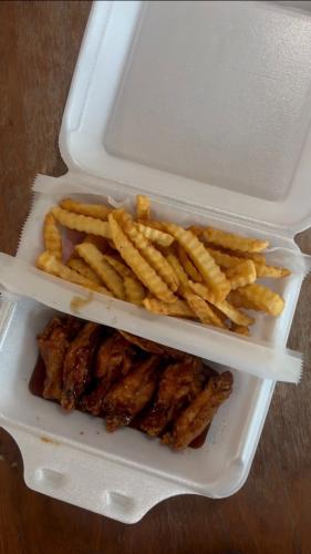 Blazer's Hot Wings offers wing combos starting at $9.99. The combo comes with wings, fries, dipping sauce, celery and a drink. (Finley Millwood/The Oglethorpe Echo)