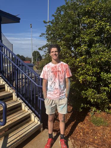 Sophomore Jackson Turbeville won the OCHS National Honor Society Color Fun Run. Turbeville wrestles, plays football and runs track for the school. (CHARLOTTE COCHRAN/ THE OGLETHORPE ECHO)