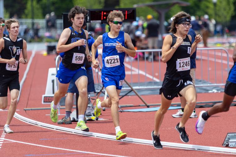 Oglethorpe County freshman  John Adams competes in the 1600-meter event during the 2026 GHSA State Track &amp; Field Championships at Spec Towns Track in Athens, Georgia, on Tuesday, May 12, 2026. Adams finished ninth. (Ethan Greene/The Oglethorpe Echo)