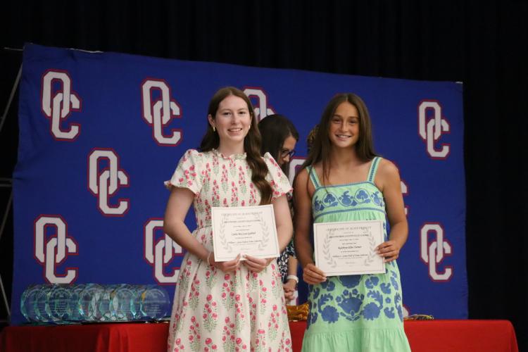 Carlie Gabriel (left) and Elin Turner (right) both received the William L. Green Hall of Fame Recognition award at senior honors night. (Ellie English/The Oglethorpe Echo)