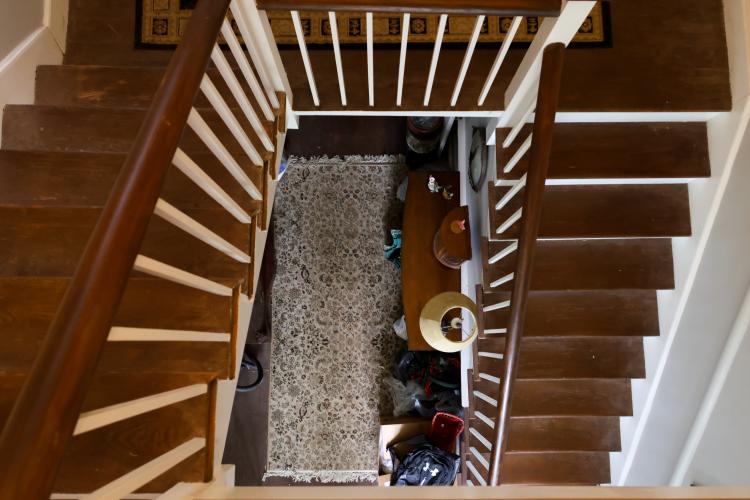 An overhead view of the staircase in Linda Parish's historic home in Lexington this spring. Parish is one of many people in Oglethorpe County who have painstakingly renovated their homes. (Addison Simmons/The Oglethorpe Echo)