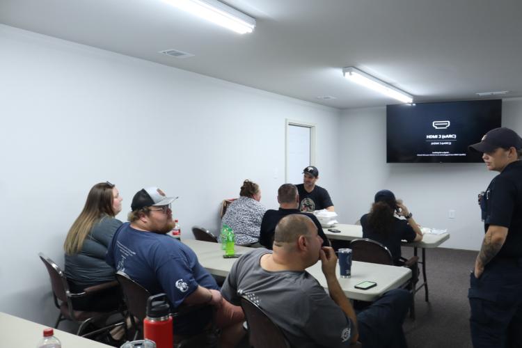 Approximately 20 Oglethorpe County EMS personnel take part in training for prehospital blood administration Tuesday, June 23, 2026, at the Crawford Fire Department. (Ellie English/The Oglethorpe Echo)