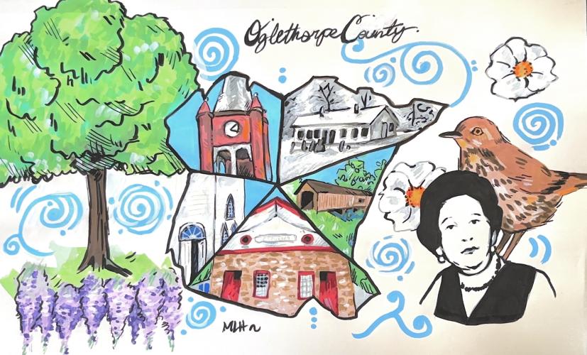 Maeve Haydock’s mural will feature Lena Wise, a longtime Oglethorpe County educator and namesake of the community center in Crawford. (Submitted Photo)