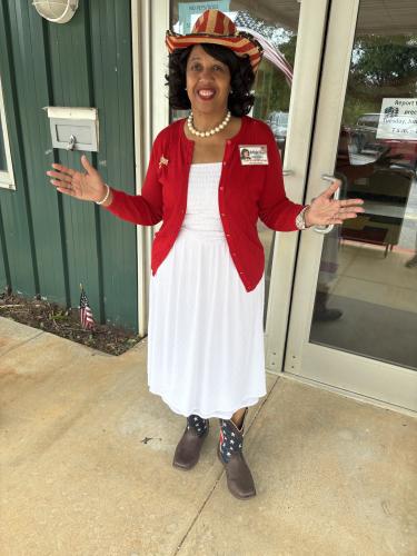 Elections supervisor Marilyn Huff-Waller stands outside of the Board of Elections Office on Election Day for the General Primary Runoff on Tuesday. She said 74 people had voted in person by 11 a.m. (Dink NeSmith/The Oglethorpe Echo)