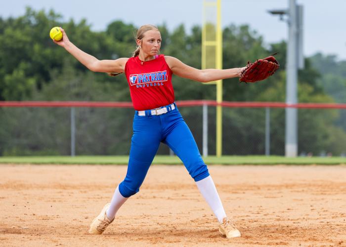 OCHS sophomore Deven Weaver pitches during practice at Oglethorpe County High School in Lexington, Georgia, on Thursday, July 23, 2026. Weaver played in seven varsity games as a freshman. (Ethan Greene/The Oglethorpe Echo)
