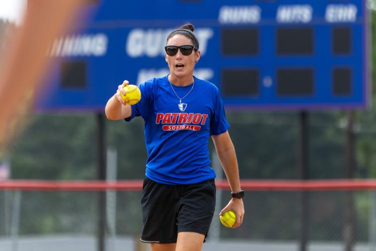 OCHS head coach Brianna Dickens is shown during a preseason scrimmage against Thomson at Oglethorpe County High School in Lexington, Georgia, on Thursday, July 23, 2026. (Ethan Greene/The Oglethorpe Echo)