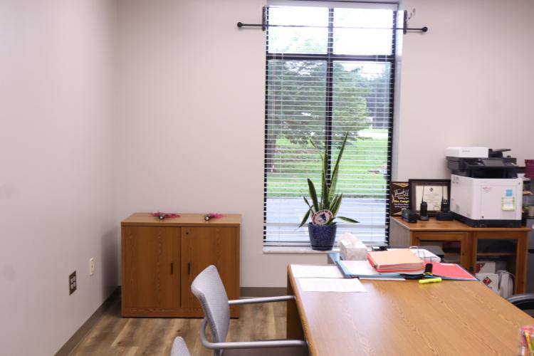 Staff offices in the front office at Oglethorpe County High School were updated during summer renovations before students return Aug. 7. This included fresh paint, new flooring and window tint. (Ellie English/The Oglethorpe Echo)