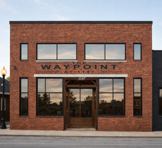 The front of The Waypoint at 1147 is pictured in this rendering from developer Paul “Stags” Oristaglio. He plans for it to become a cafe-style restaurant and hospitality space. (Submitted Photo)