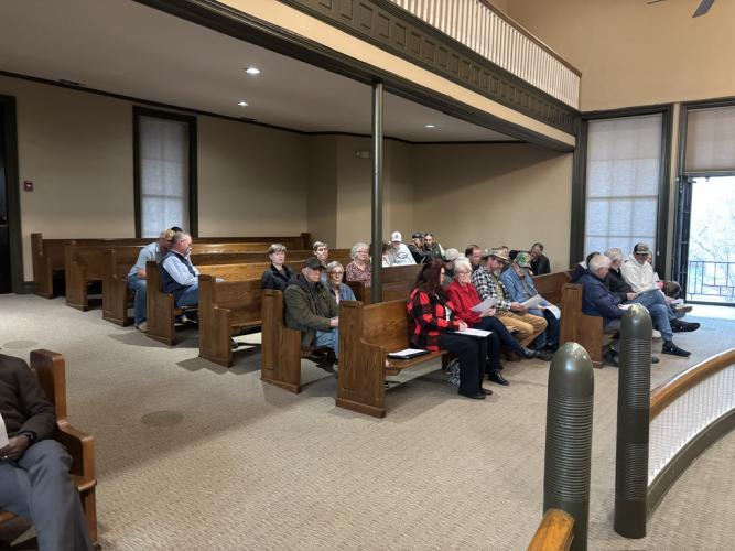 About 35 people attended The Oglethorpe County Board of Commissioners' meeting on March 2. The crowd would've filled the BOC meeting room, which seats 30. (ANDY JOHNSTON/THE OGLETHORPE ECHO)