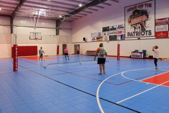 Pickleball players take the court earlier this week at the Oglethorpe County Recreation Department. The group plays as often as four mornings a week in the new gym. (Photo/Mackenzie Tanner)