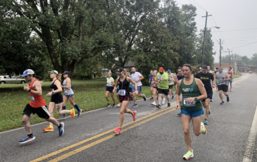 (NIMRA AHMAD/THE OGLETHORPE ECHO) Runners take part in the 10K near Crawford Baptist Church in last year’s Restoration Labor Day races. Race organizers dropped the 10K this year, but have more than 100 runners registered for the 5K scheduled for Labor Day morning.