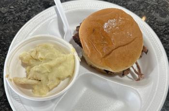 Two of the famous dishes at G Brand BBQ are the brisket sandwich and the banana pudding. Both are made in house and served fresh. (Lily Murphy/Oglethorpe Echo)