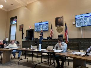 EMMA GREENE/THE OGLETHORPE ECHO -- Chairman Jay Paul explained a zoning variance at the Board of Commissioners meeting on Monday, Oct. 5. The variance was tabled until November.