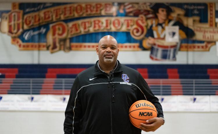 Larry Brown, who played both football and basketball at the University of Georgia and played a year in the NFL, is in his first season as the coach of the Oglethorpe County boys team. "As for basketball, I just want to build a first-class program," Brown said. (Photo/Sarah White)