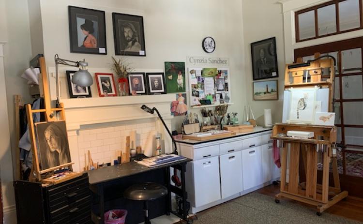 Cynzia Sanchez, founder of the Women’s Fine Art Guild, works in her studio at The Gillen House Bed and Breakfast, which she co-owns and operates with Edward Toledano. For more information about the Women’s Fine Art Guild, go to its Facebook page (facebook.com/Womens-Fine-Art-Guild-113633270063562) or email womensfineartguild@gmail.com. (Submitted Photos)