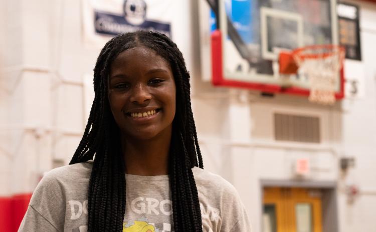 Kenzie Henderson, who is 5 foot-11, is one of three freshmen on a young Lady Patriots basketball team. (Photo/Sarah White)