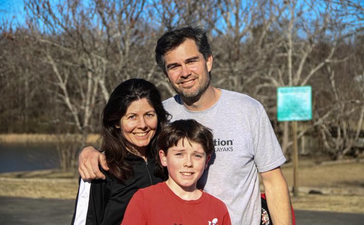 Carly (from left), Paul and Richard Chandler, who have lived in Oglethorpe County for nine years, are regulars at Crawford’s Bryan Park. (Armani Kardar/The Oglethorpe Echo)