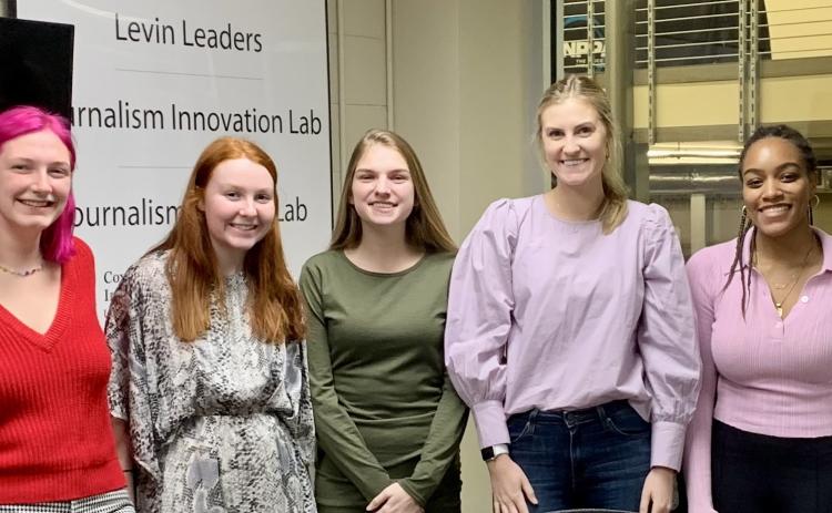 The Oglethorpe Echo interns included Sarah White (from left to right), Julianna Russ, Maddie Brechtel, Alden Lisse, Mackenzie Tanner, De Turner and Thomas Ehlers. (Submitted Photo)