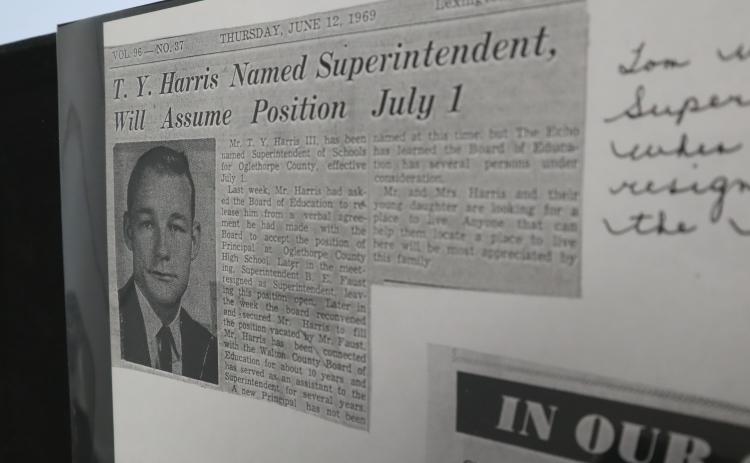 A newspaper article announces the hiring of T.Y. Harris as Oglethorpe County School superintendent on June 12, 1969. He remained in that position until 1996. (Yana Obiekwe/ The Oglethorpe Echo)