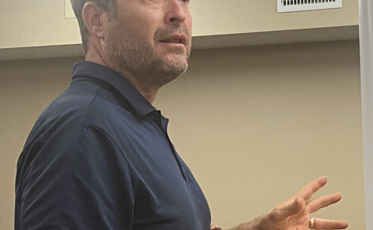 Chris Thomas, a resident and parent who lives on Bunker Hill Road, urged county commissioners to investigate the possibility of a traffic light at the intersection with Highway 68. (Dink NeSmith/The Oglethorpe Echo)