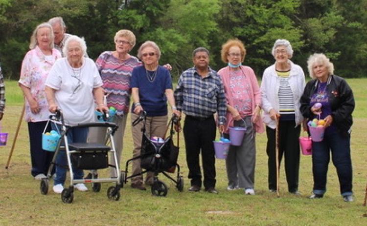 Oglethorpe County seniors gather at Oglethorpe County Senior Center for an Easter celebration. The  celebration consisted of a singalong, a potluck lunch, Easter egg decorations, prizes and an egg hunt. (Darden Hearn/The Oglethorpe Echo)