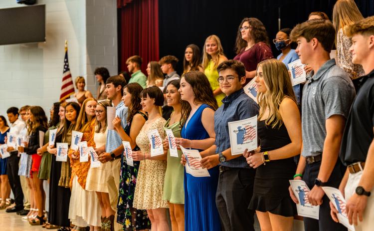 A group of seniors received the OCHS Patriot Academic award at the 2022 Honors Night on Tuesday at the OCHS auditorium. (Photo/Jack Casey)