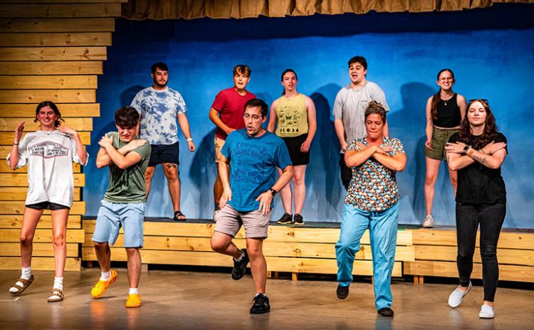 The cast of “Big Fish” rehearses for Arts!Oglethorpe’s second production since 2020. The organization also performed “Bright Star” last summer. (Photo/Jack Casey)