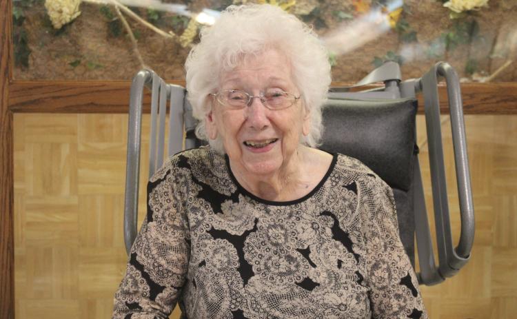 Mary Seagraves, a resident at Quiet Oaks Health Care in Crawford, celebrated her 103rd birthday on Oct. 10. (Photo/Kennedy Lewis)