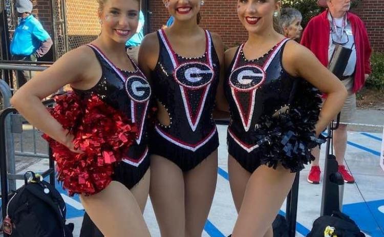Emily Graham (left), Addie Dellinger (center), Carrie Tweedell (right) are all from Oglethorpe County and now part of the University of Georgia majorettes.  (Submitted Photo)
