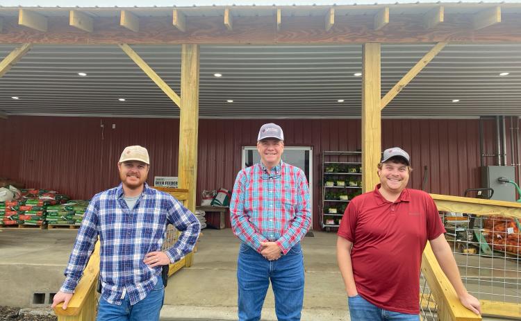 Danny Sanders (center) owns Oglethorpe Feed and Hardware Supply, alongside his sons Hudson (left) and Stewart (right). The store has been open since 2001 at 900 Athens Road in Crawford. (Dink NeSmith/The Oglethorpe Echo)