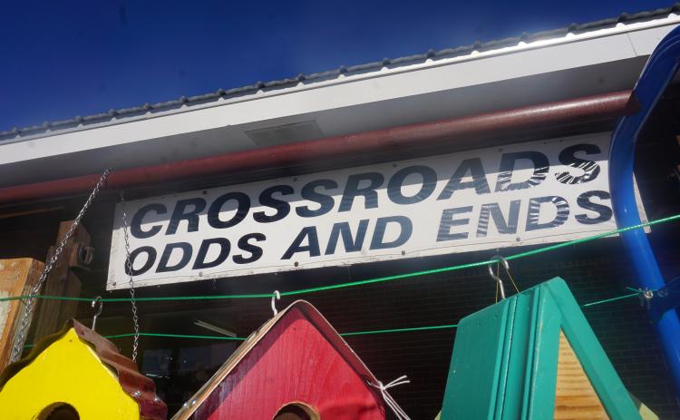 Crossroads Odds and Ends displays hand-crafted bird houses made by owner Randy Patman on Jan. 19, 2023. The store is full of one-of-a-kind items inside and out. (Photo/Sophie McLeod)
