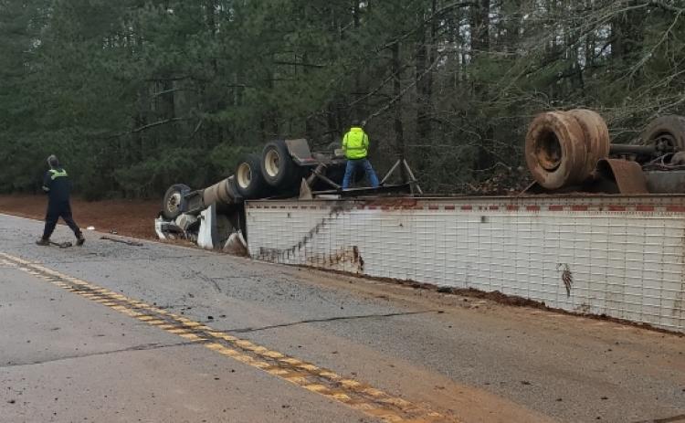 The tractor-trailer accident took place on January 25. It occurred on Union Point Road, near Hutchins Road. (Submitted photo/Jay Paul)