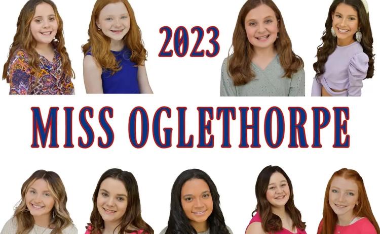 The 2023 Miss Oglethorpe contestants are (top row, from left) Kallie Jackson, DemiRae Faust and Allie Gibson; (second row, from left) Adalyn Tanksley, Mae Mathews, Amelia Ligouri and Kendall Morgan; (third row, from left) Sydney Sniff, Kaylee Wade, Malia McCalla, McKenna Wells and Mylee Nimmons; (bottom row, from left) Macie McDaniel, Macayla Hull, Carlee Gibson, Gracelyn Ramey and Montana Barner. (Submitted Photo/Kimberly Pettit)