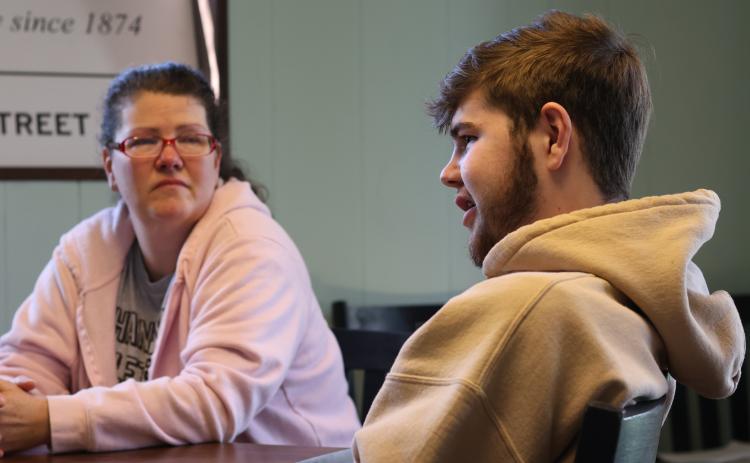 Jacob Dake, right, and mother Rhonda Pilgrim are returning to a new normal after Dake's motorcycle accident in October. EMILY DOZIER/THE OGLETHORPE ECHO