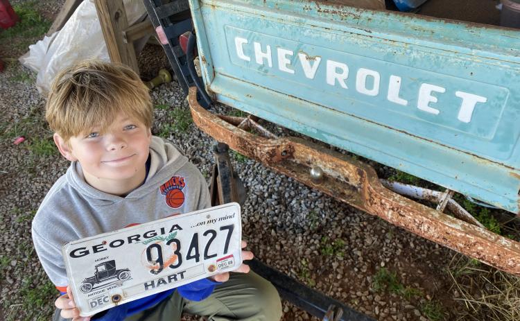 Bayard, son of Eric and Connell NeSmith, will be 11 on May 17. But the birthday that excites him the most is his 16th, when he will get the keys to Sweet Pea, a 1969 Chevy pickup. (Dink NeSmith/Oglethorpe Echo)