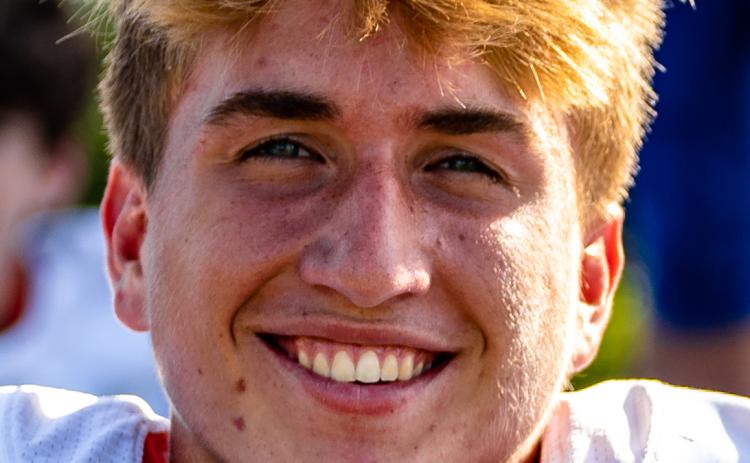 (Photo/The Oglethorpe Echo) Jake Turner poses for photograph in football uniform. Turner is a dual-sport athlete that plays on the golf team as well.