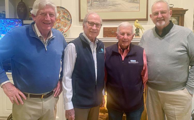 On a chilly Saturday night, we enjoyed Larry Walker’s hospitality and the warmth of his fireplace. With me, from left, are former U.S. Sen. Sam Nunn, Larry and Danny Carpenter. (Janice Walker/The Oglethorpe Echo)