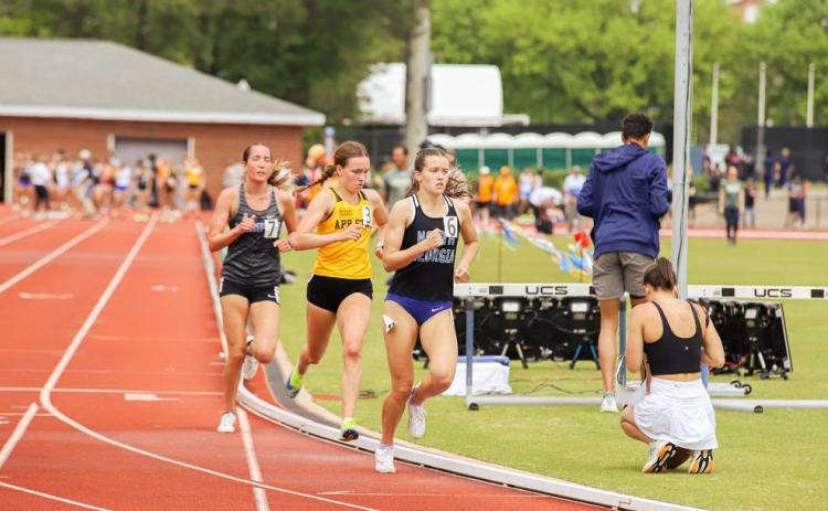 Ella Stoudenmire, a 2021 Oglethorpe County grad who is a sophomore at North Georgia, won the 800-meter run at the Peach Belt Conference championships last month. (SUBMITTED PHOTO)